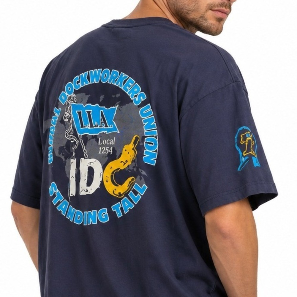 Bayside Port of Philadelphia ILA Local 1291 Dockworkers Union T-Shirt Navy 2XL